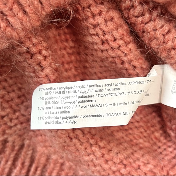 Zara Man Coral Ribbed Knit Pullover Sweater Size Medium - Picture 7 of 9